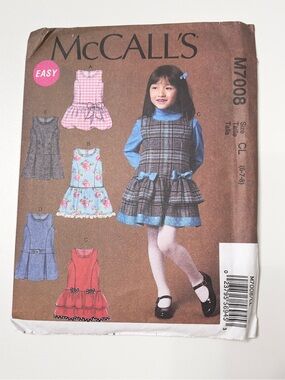 McCall’s M7008 Girls Jumper Dress Sewing Pattern Size CL Uncut